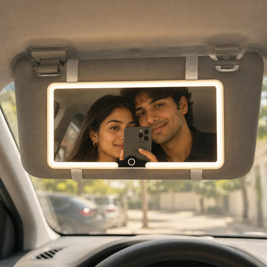 GlowMate™ – Touch LED Car Mirror | 3 Light Modes | Touch-Up On the Go