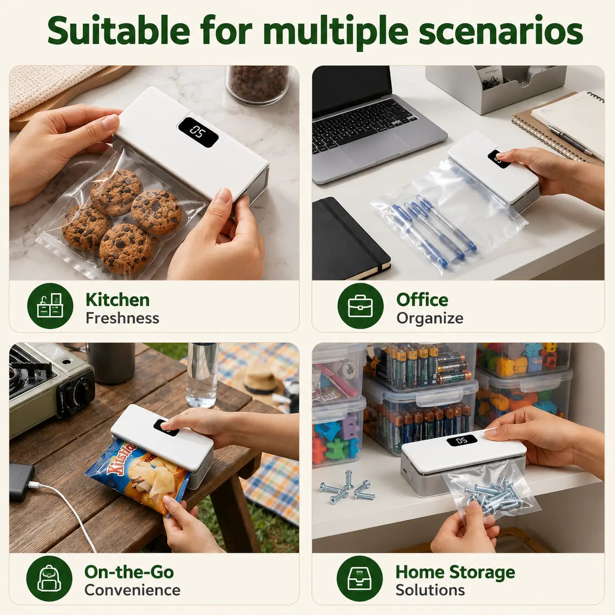 SealFresh™ - Magnetic Mini Heat Sealer | Fresh Snacks, Zero Waste | Rechargeable & Cutter
