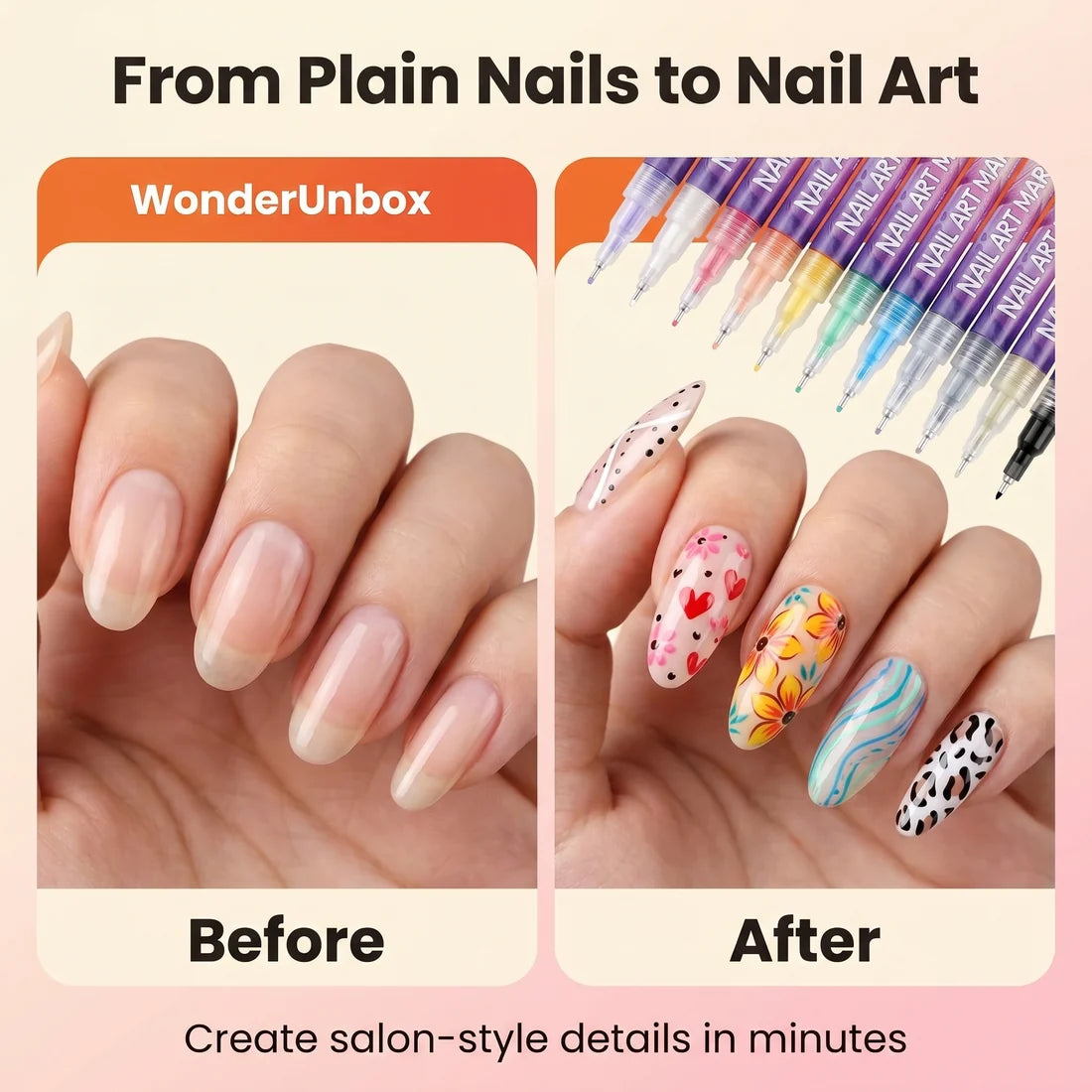 NailDoodle™ – 12 Color Nail Art Market Pens | DIY Nail Design | Salon-Style Nails in Minutes