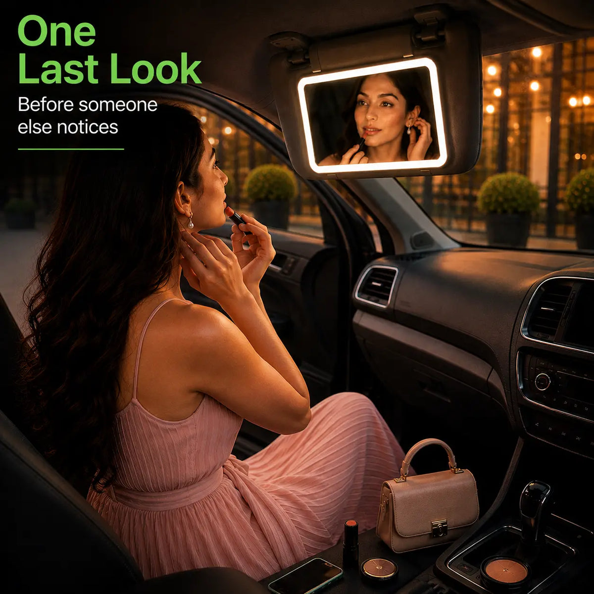 GlowMate™ – Touch LED Car Mirror | 3 Light Modes | Touch-Up On the Go
