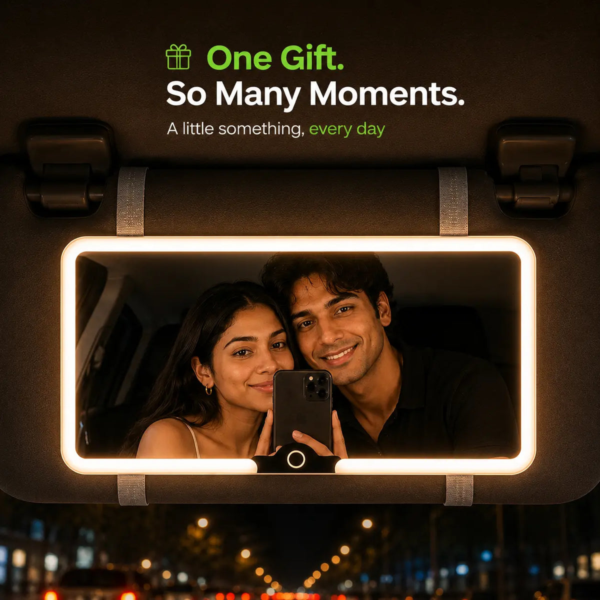 GlowMate™ – Touch LED Car Mirror | 3 Light Modes | Touch-Up On the Go