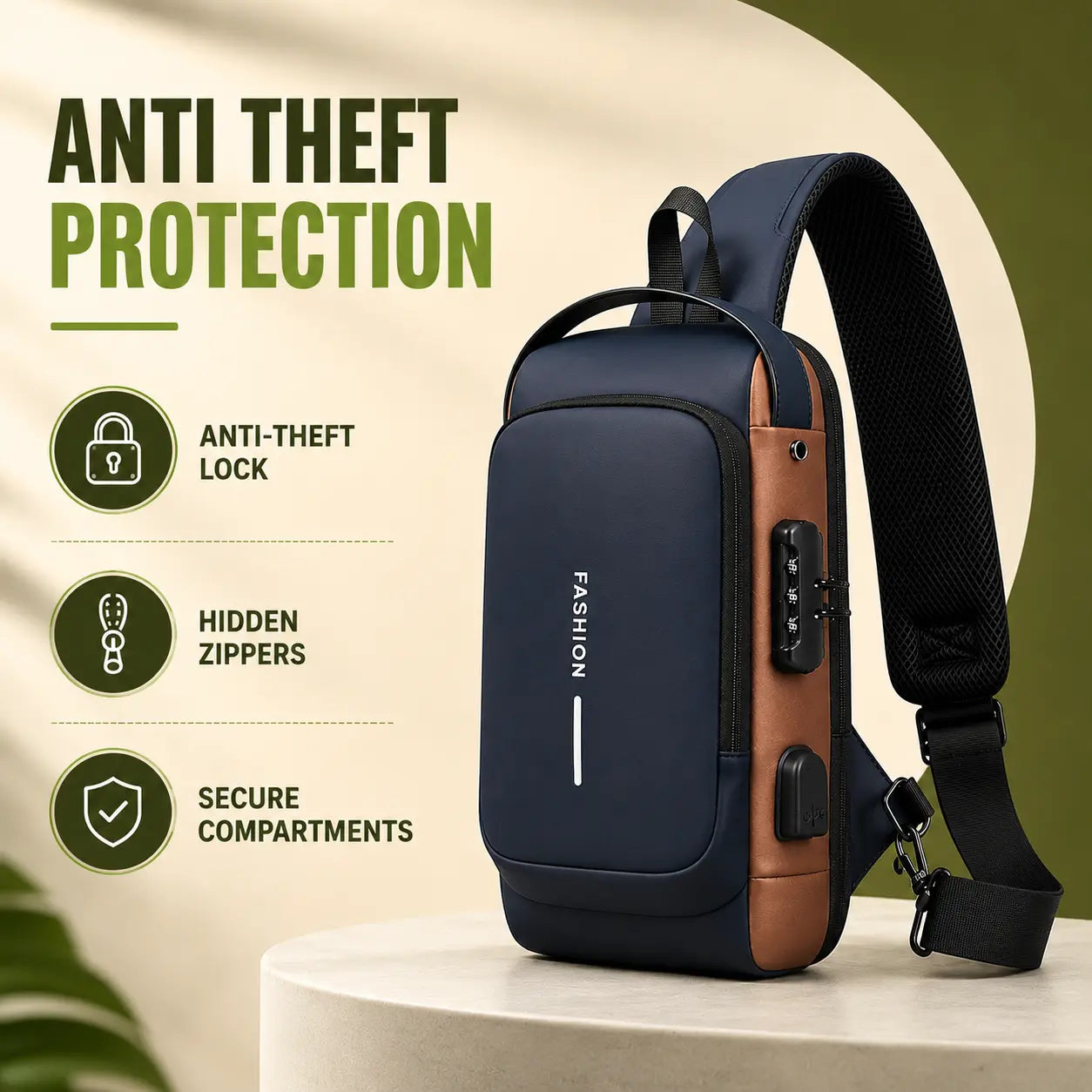 VaultX™ – Anti-Theft Sling Bag | USB Charging Port | Password Lock | Waterproof