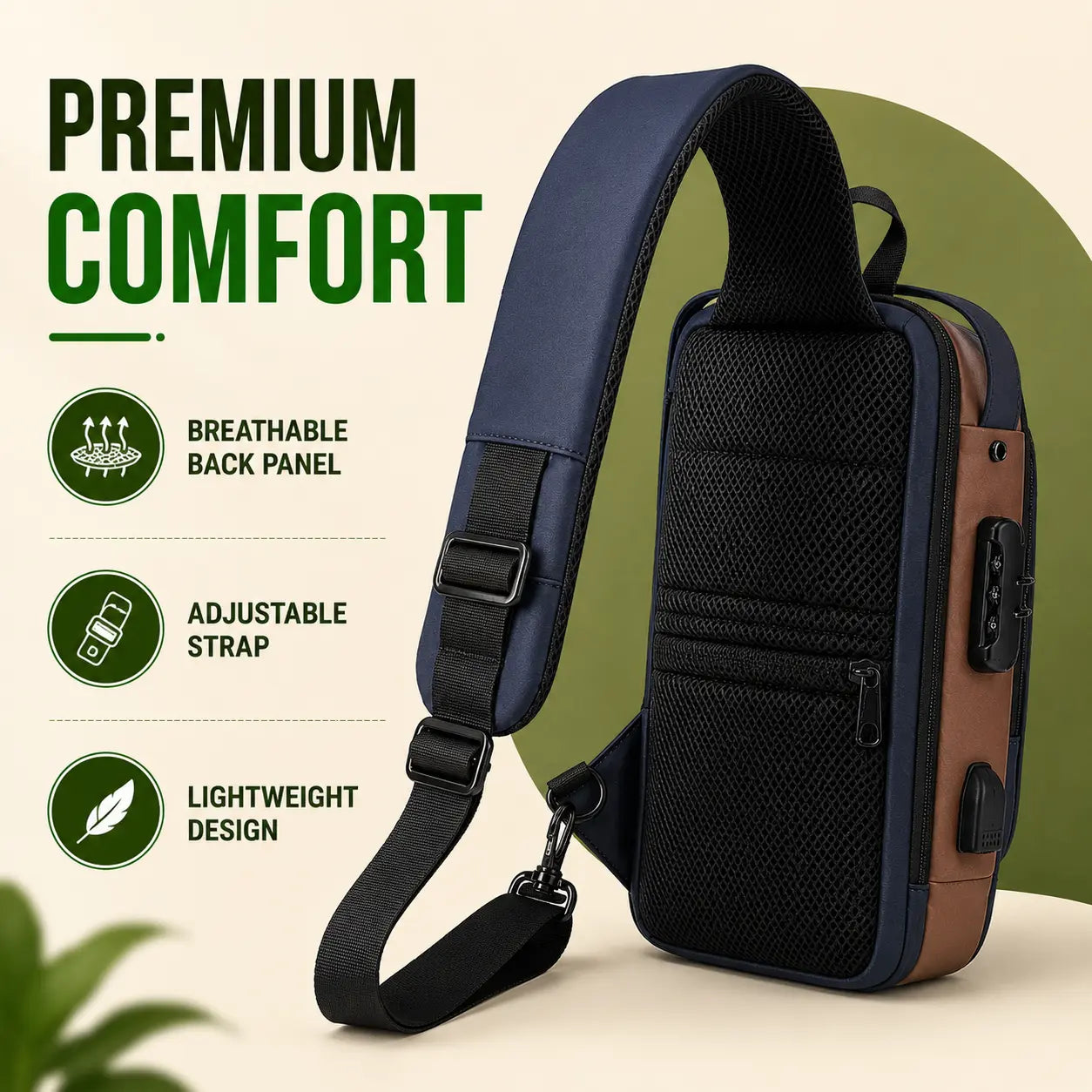 VaultX™ – Anti-Theft Sling Bag | USB Charging Port | Password Lock | Waterproof