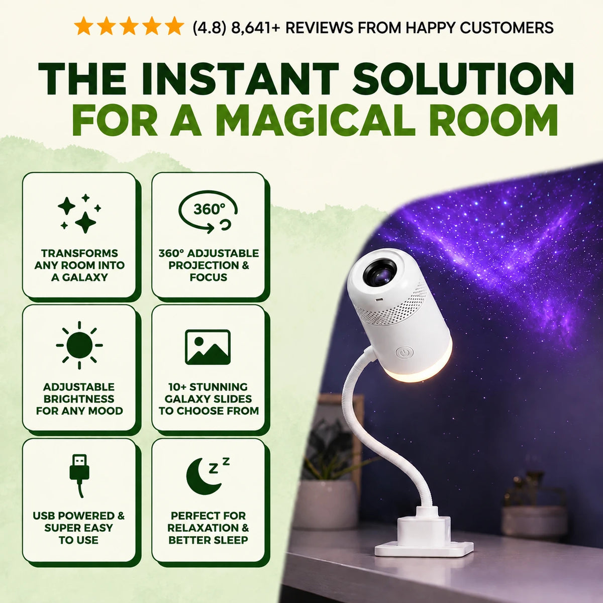 GalaxyGlow™ Projector | 6 Magical Themes | Turn Any Room Into A Galaxy