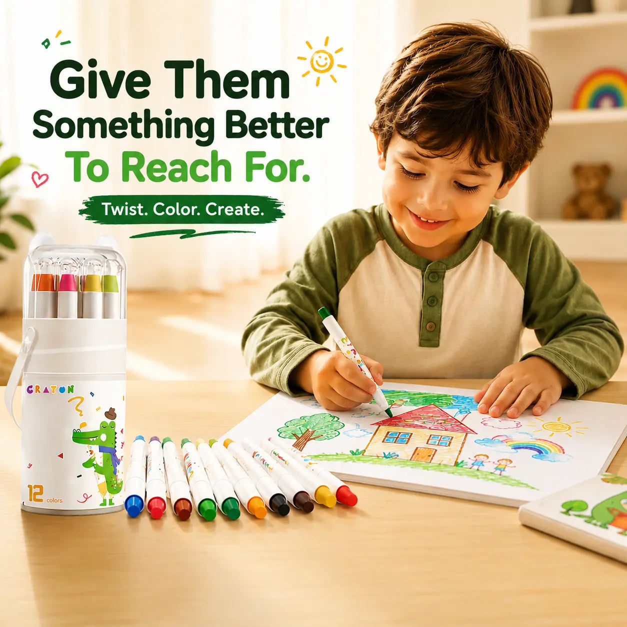 ColorPop™ – 12 in 1 Washable Silky Crayons | Twist, Colour & Paint Without the Mess