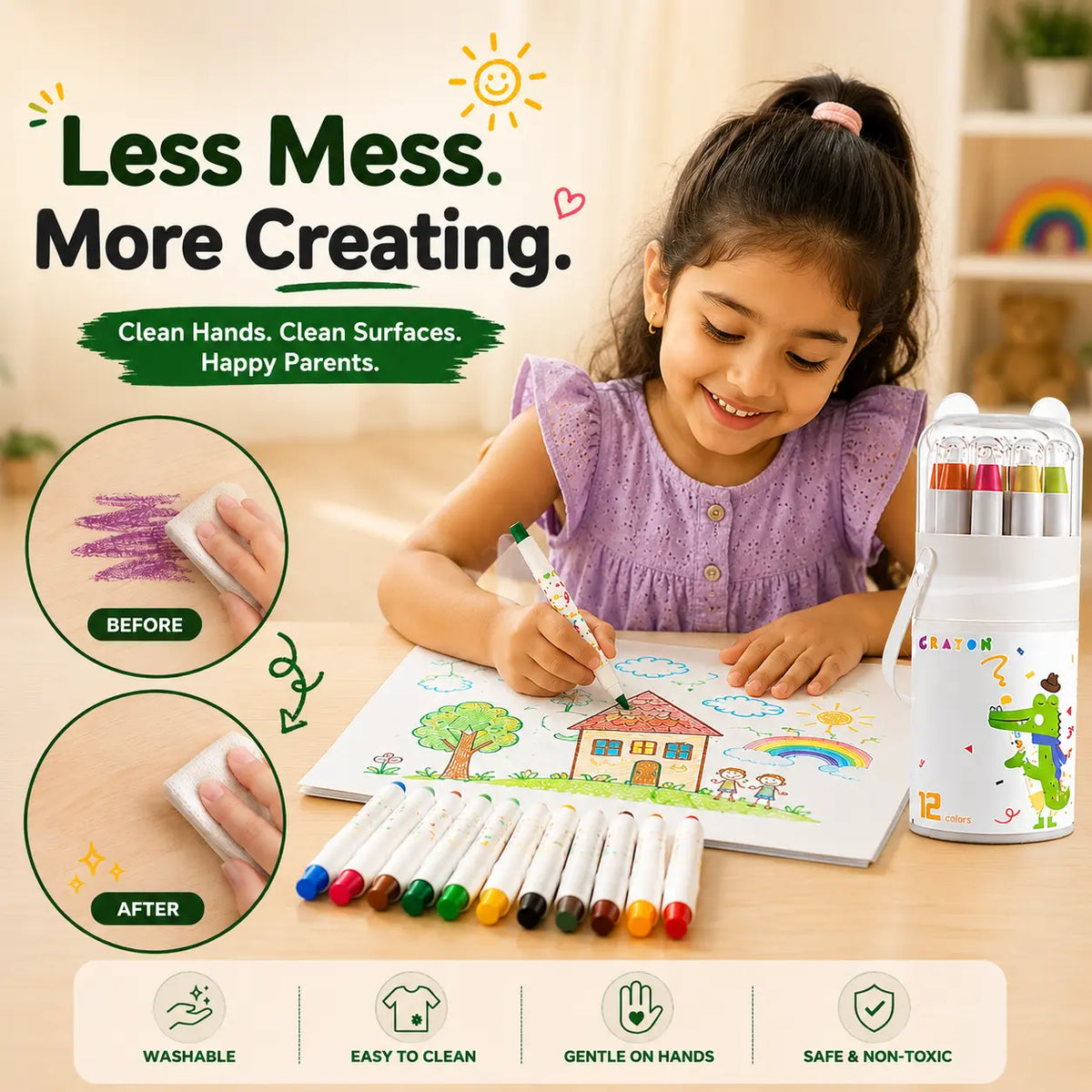 ColorPop™ – 12 in 1 Washable Silky Crayons | Twist, Colour & Paint Without the Mess