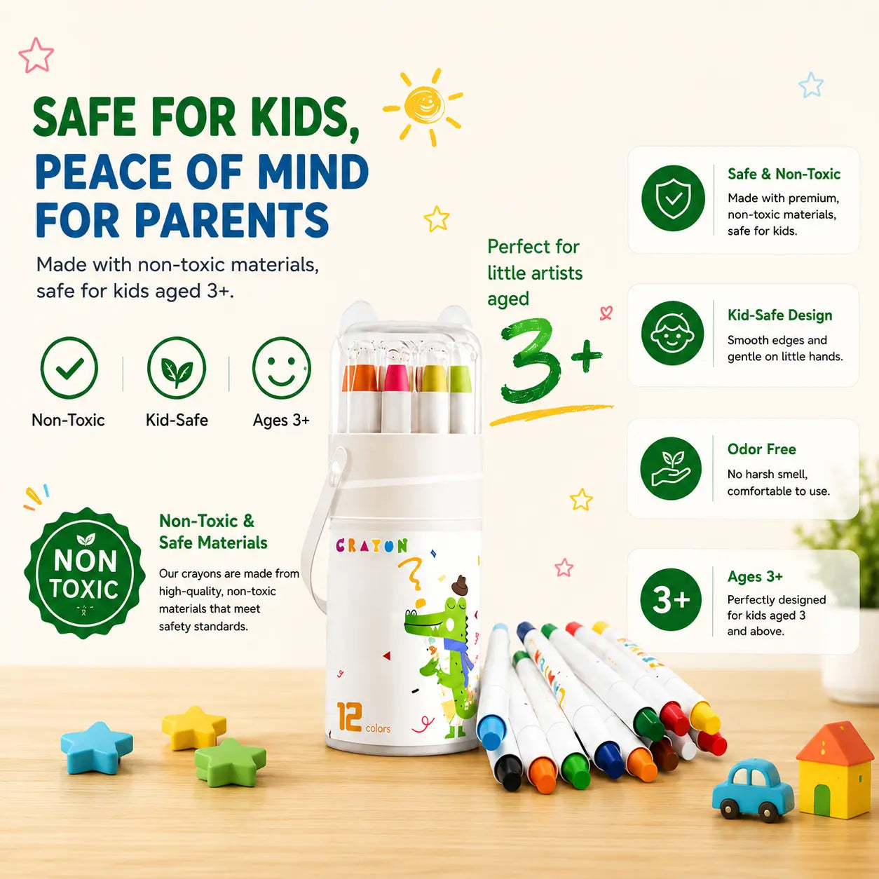ColorPop™ – 12 in 1 Washable Silky Crayons | Twist, Colour & Paint Without the Mess