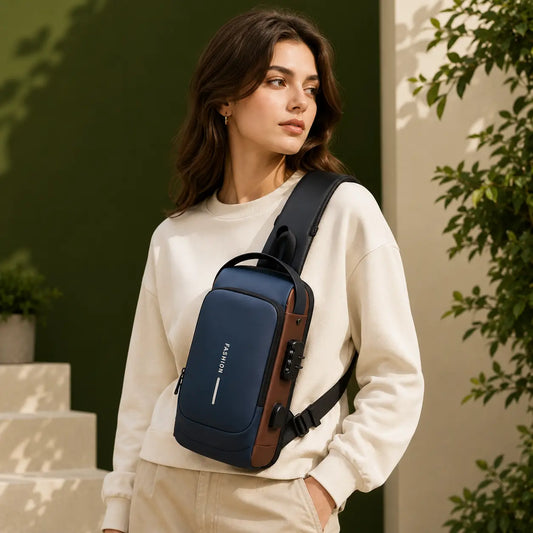 VaultX™ – Anti-Theft Sling Bag | USB Charging Port | Password Lock | Waterproof