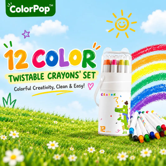 ColorPop™ – 12 in 1 Washable Silky Crayons | Twist, Colour & Paint Without the Mess