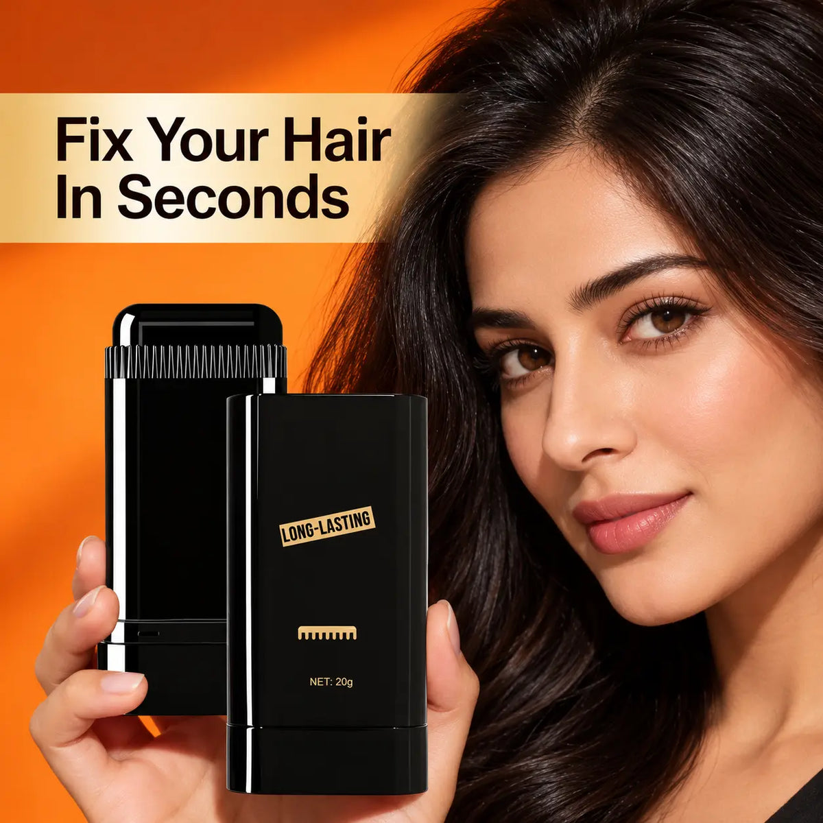 InstaBlack™ - Instant 2-in-1 Black Hair Stick | Covers Grey Roots & Temples | Weatherproof Hair Dye