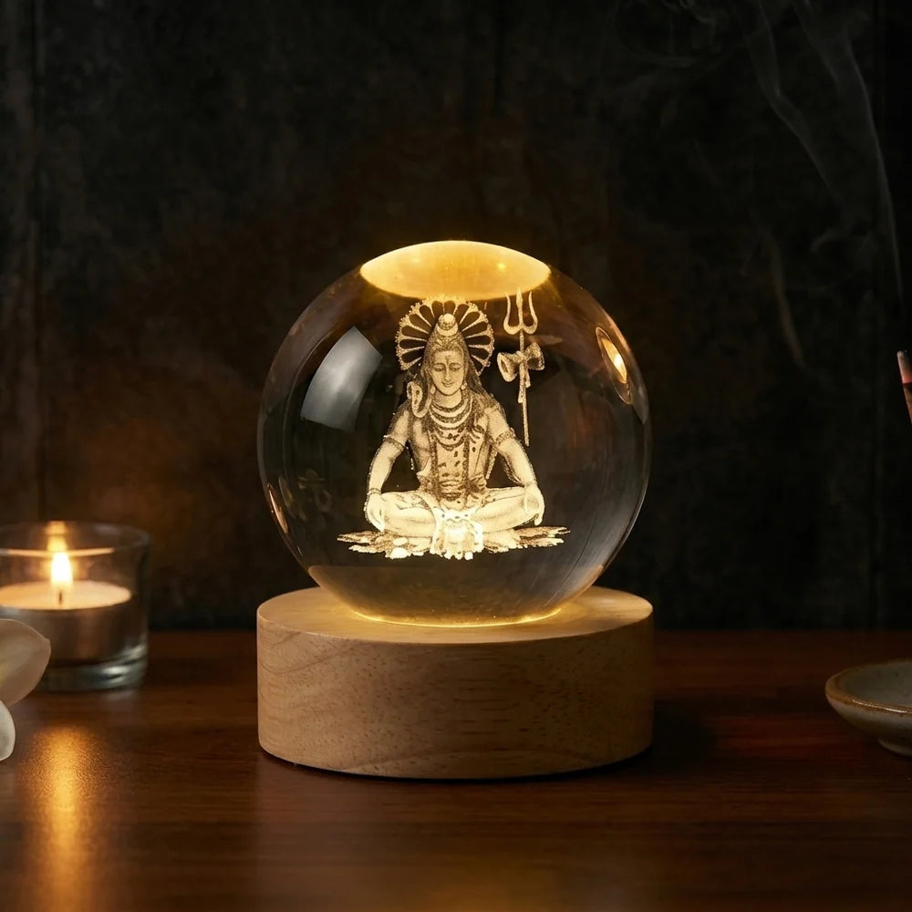 DivyaGlow™ – Mahadev Crystal Lamp