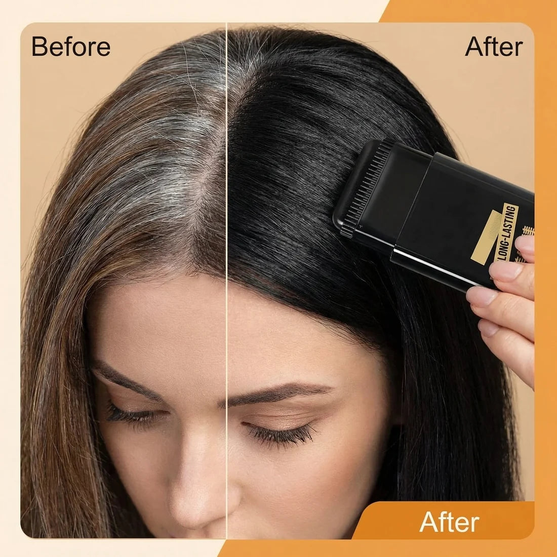InstaBlack™ - Instant 2-in-1 Black Hair Stick | Covers Grey Roots & Temples | Weatherproof Hair Dye
