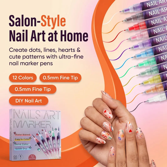 NailDoodle™ – 12 Color Nail Art Marker Pens | DIY Nail Design | Salon-Style Nails in Minutes