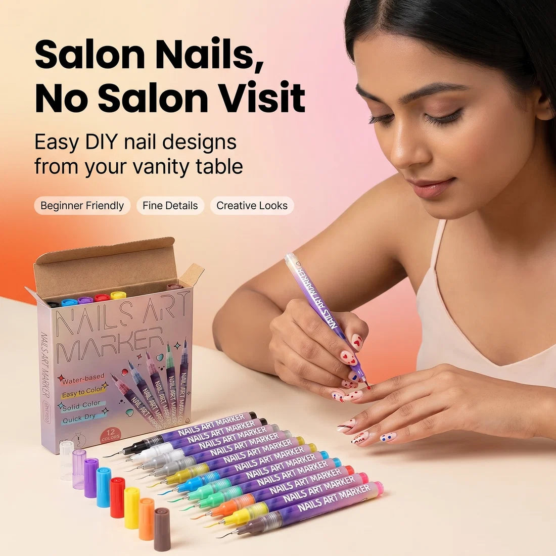 NailDoodle™ – 12 Color Nail Art Market Pens | DIY Nail Design | Salon-Style Nails in Minutes