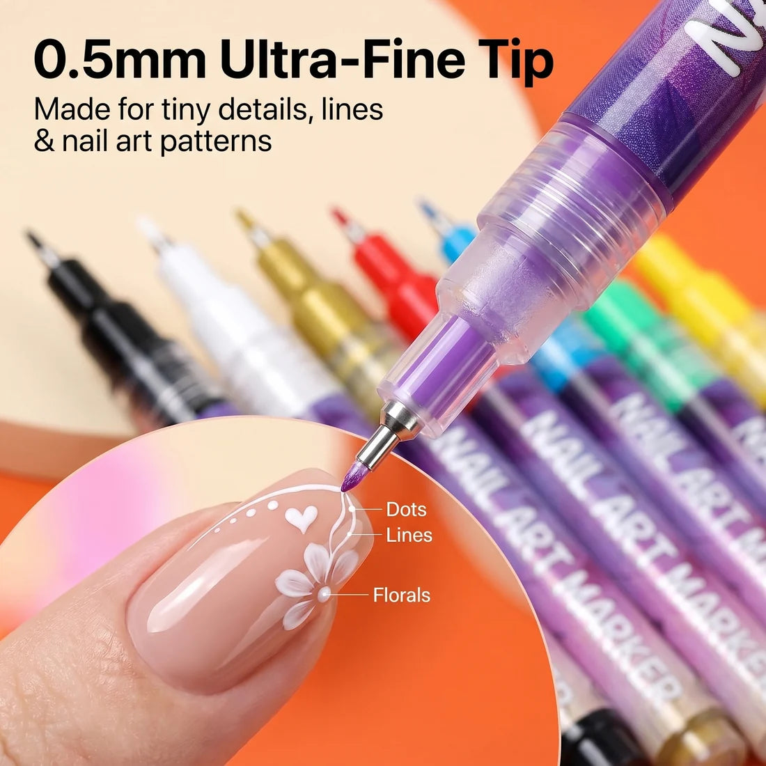 NailDoodle™ – 12 Color Nail Art Market Pens | DIY Nail Design | Salon-Style Nails in Minutes