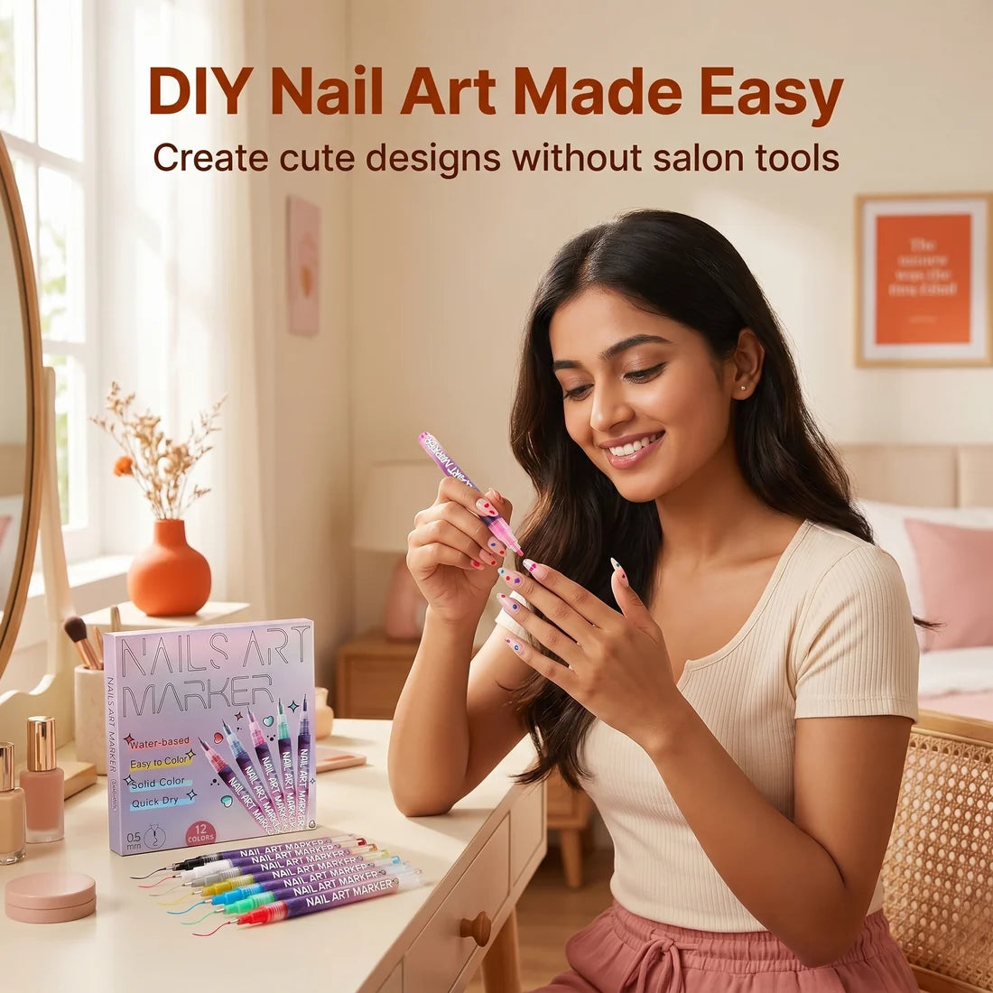 NailDoodle™ – 12 Color Nail Art Market Pens | DIY Nail Design | Salon-Style Nails in Minutes