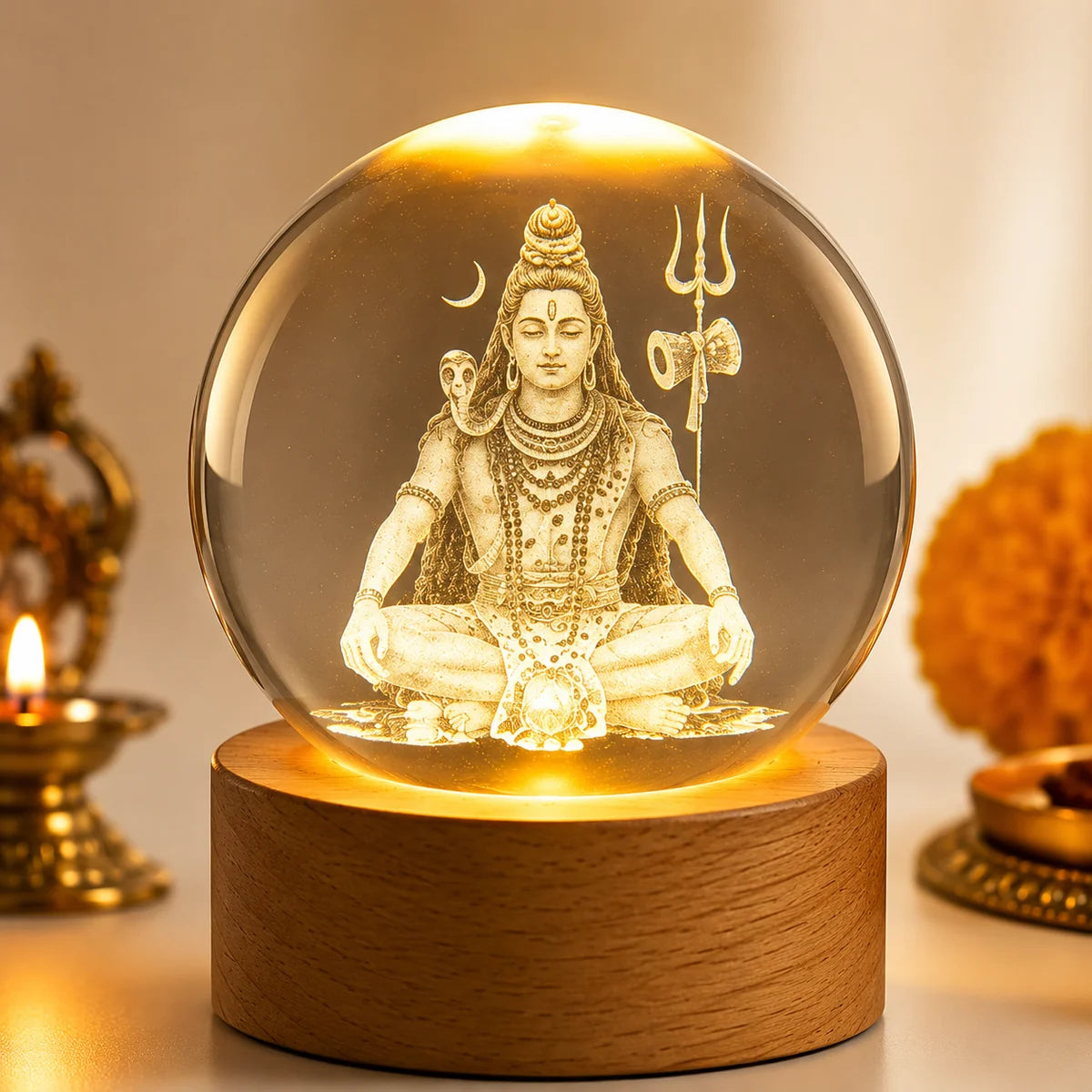 DivyaGlow™ – Mahadev Crystal Lamp