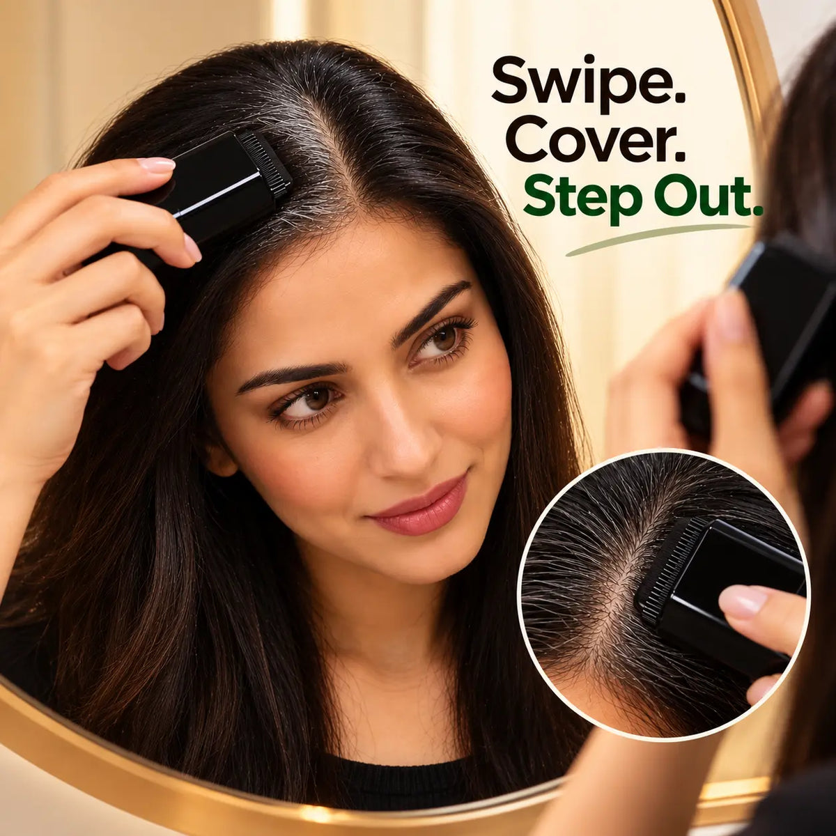 InstaBlack™ - Instant 2-in-1 Black Hair Stick | Covers Grey Roots & Temples | Weatherproof Hair Dye
